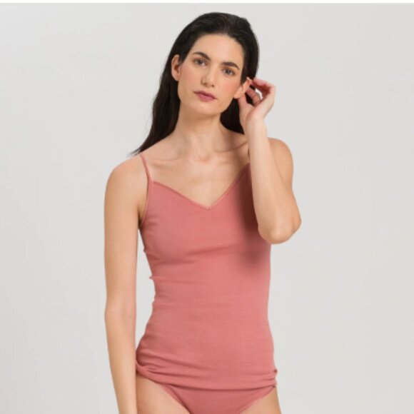 new HANRO 100% Mercerized Cotton Satin Strap Seamless V-Neck Camisole Ta… - Picture 1 of 5